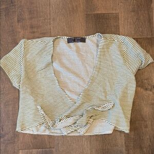 Green and White Striped Crop Top